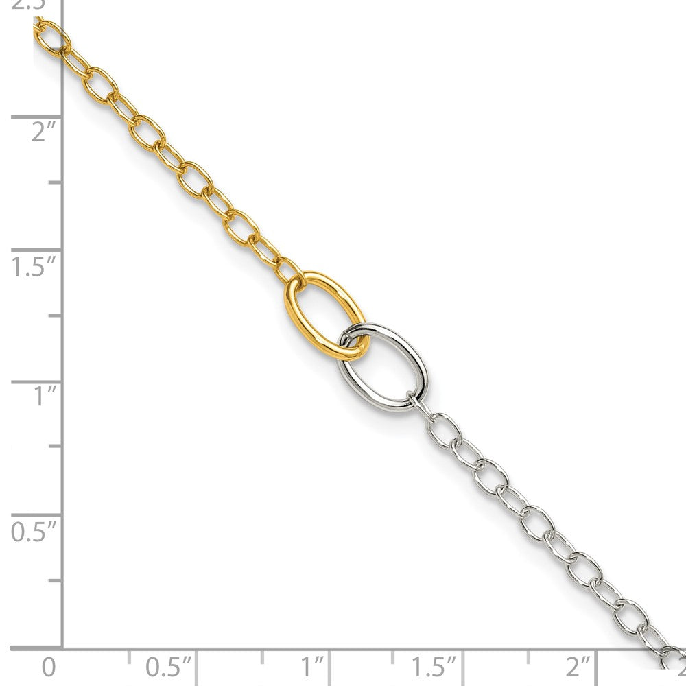 Sterlingsilber Goldfarben Poliert Oval Glieder 9 Zoll Plus 1 Zoll Verlängerung Fußkettchen