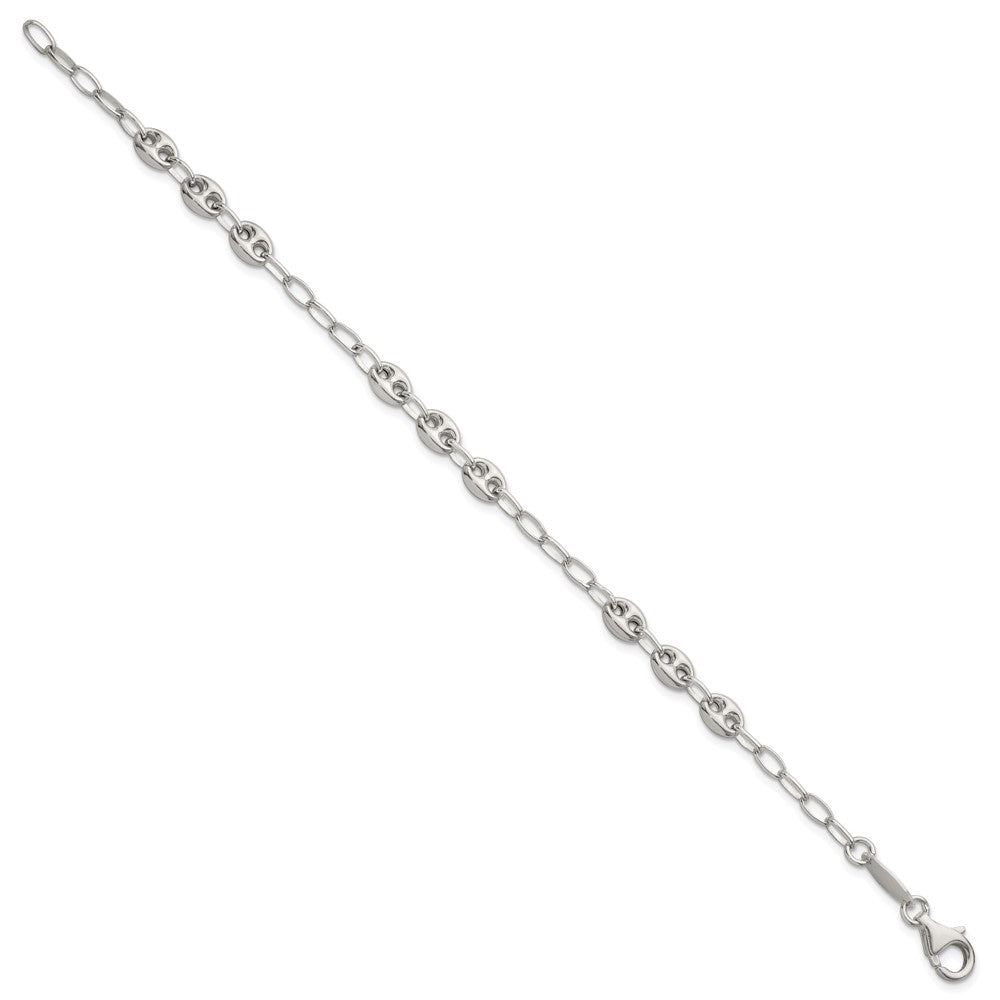 Sterlingsilber 8 Zoll. Gewölbt Marine Glieder Armband