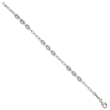 Sterlingsilber 8 Zoll. Gewölbt Marine Glieder Armband
