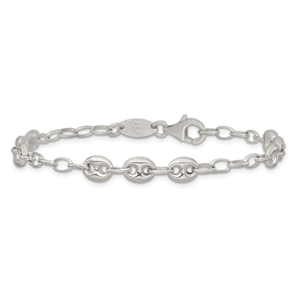 Sterlingsilber 8 Zoll. Gewölbt Marine Glieder Armband
