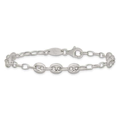 Sterlingsilber 8 Zoll. Gewölbt Marine Glieder Armband