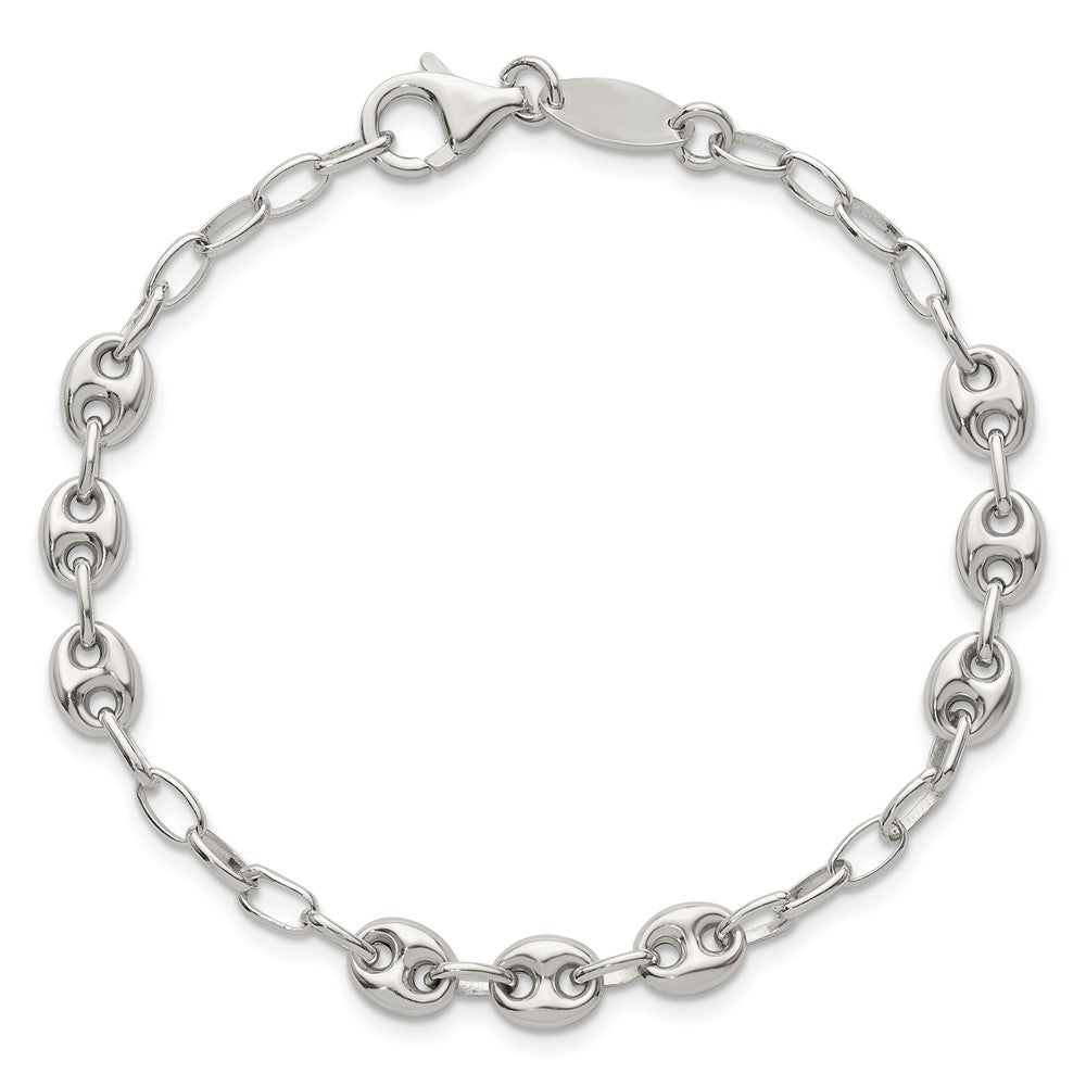 Sterlingsilber 8 Zoll. Gewölbt Marine Glieder Armband
