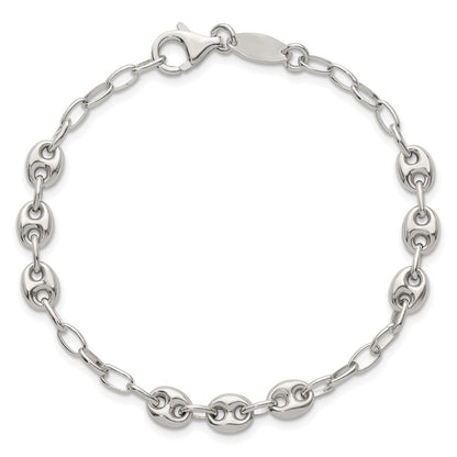 Sterlingsilber 8 Zoll. Gewölbt Marine Glieder Armband