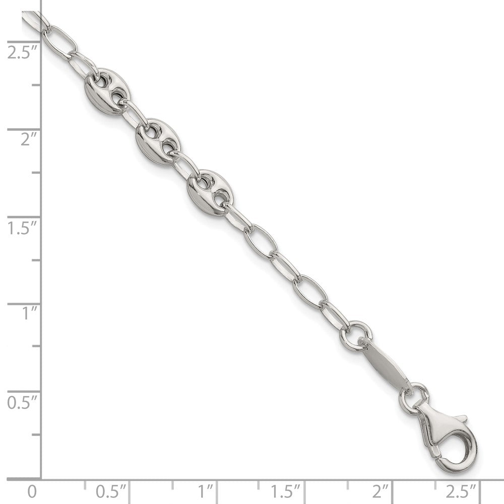 Sterlingsilber 8 Zoll. Gewölbt Marine Glieder Armband