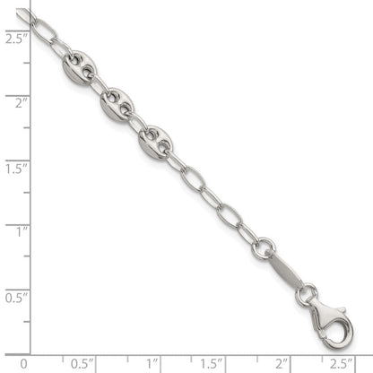 Sterlingsilber 8 Zoll. Gewölbt Marine Glieder Armband