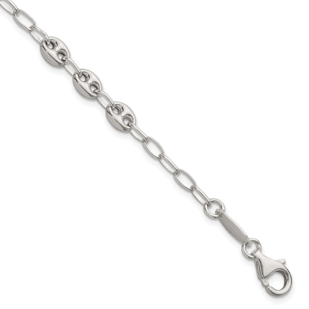 Sterlingsilber 8 Zoll. Gewölbt Marine Glieder Armband