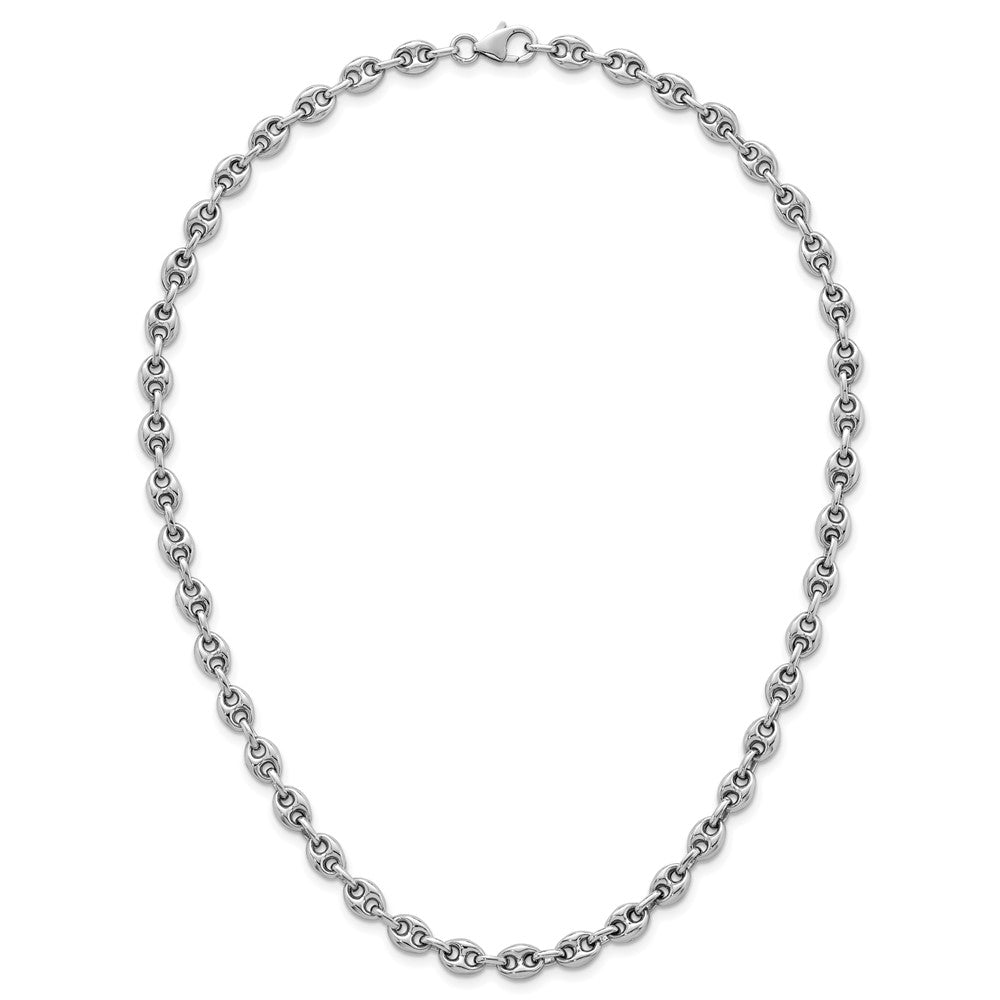 Sterlingsilber Rhodiniert Gewölbt Marine Glieder Halskette