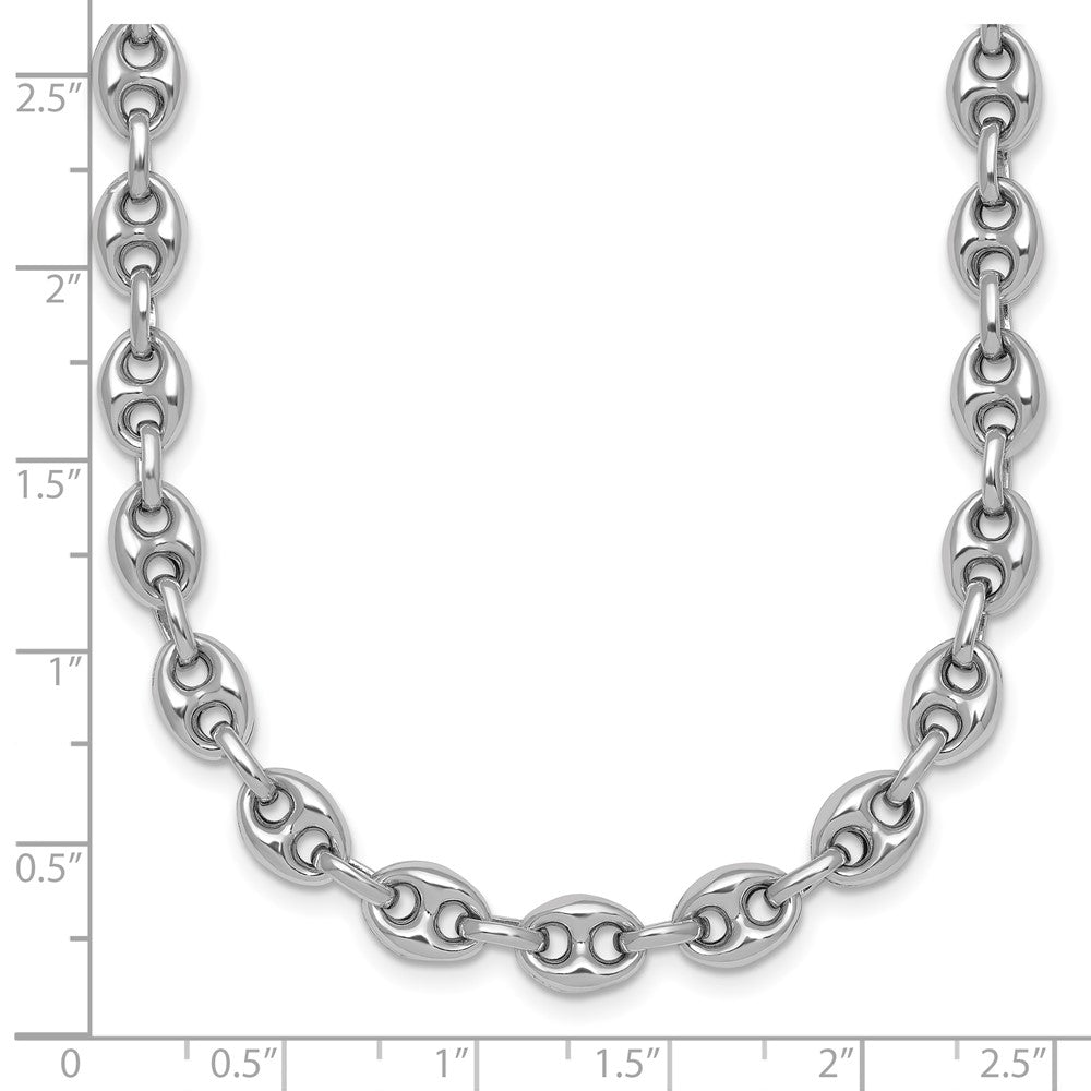 Sterlingsilber Rhodiniert Gewölbt Marine Glieder Halskette