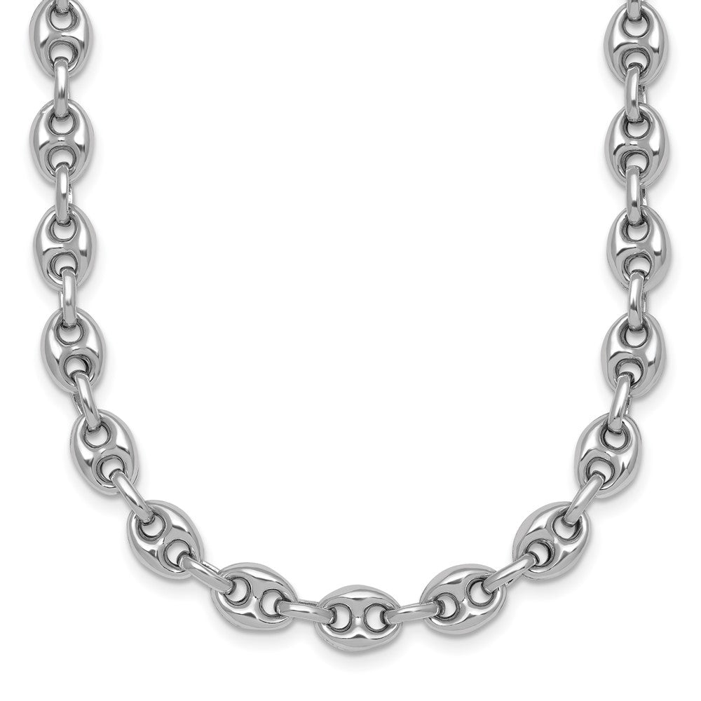 Sterlingsilber Rhodiniert Gewölbt Marine Glieder Halskette