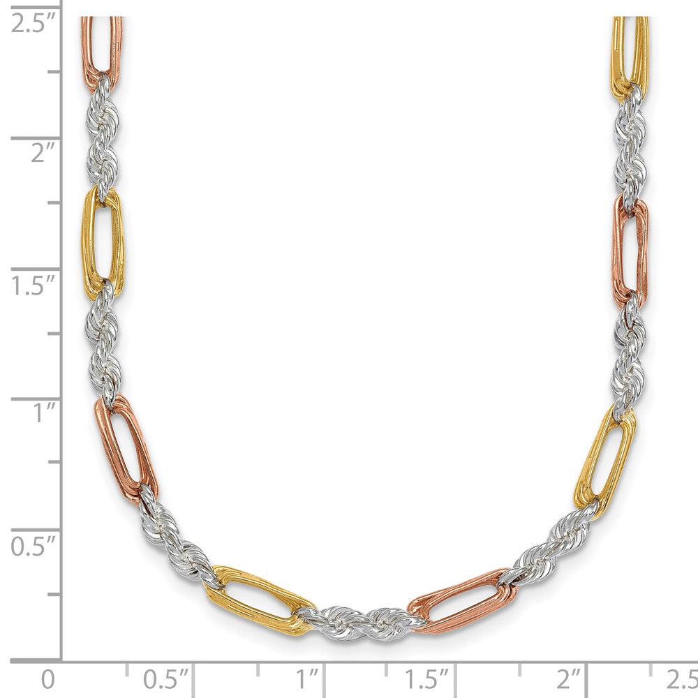 Sterlingsilber Rose/goldfarben Poliert 4.0mm Figaro Kordel 18 Zoll Halskette