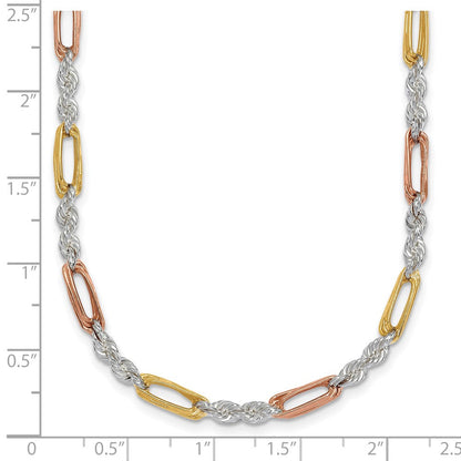Sterlingsilber Rose/goldfarben Poliert 4.0mm Figaro Kordel 18 Zoll Halskette