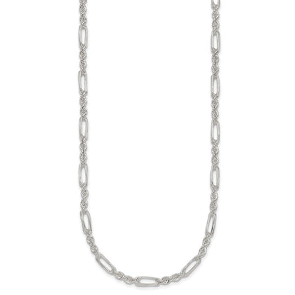 Sterlingsilber Poliert 4.0mm Figaro Kordel 18 Zoll Halskette