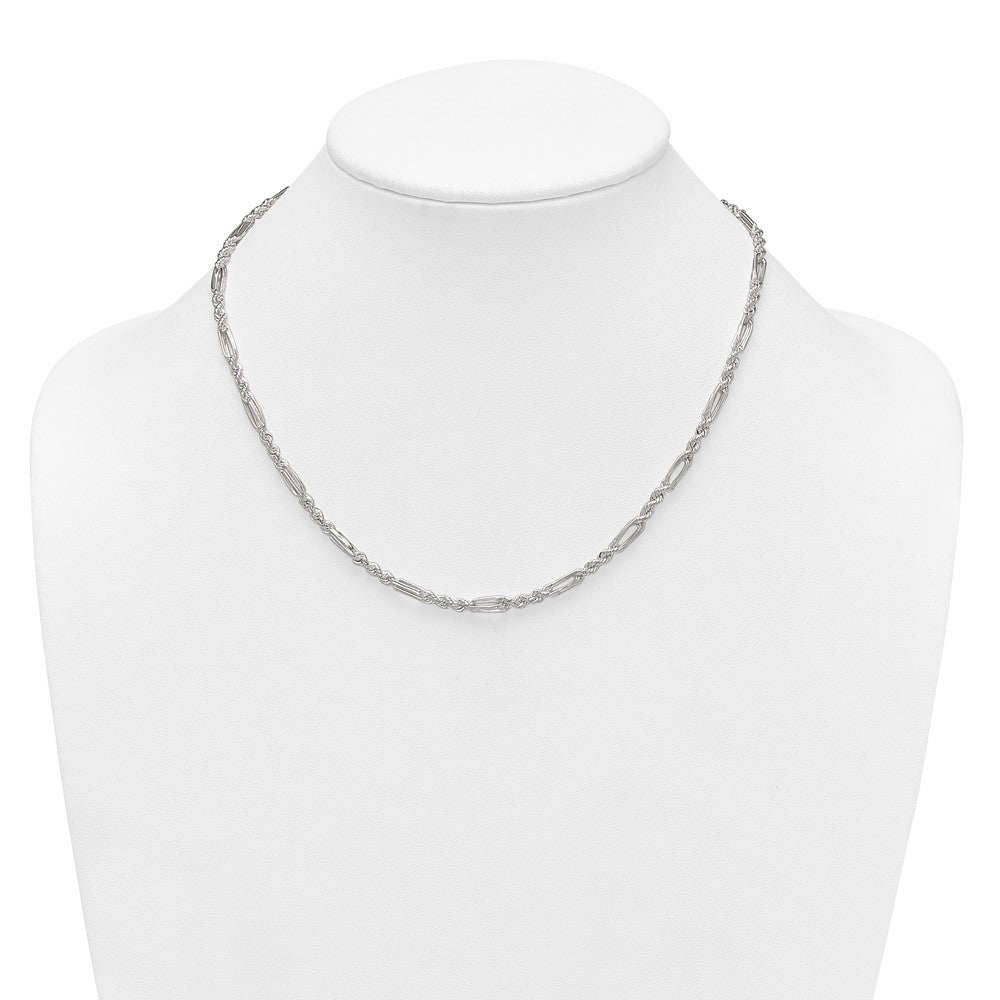 Sterlingsilber Poliert 4.0mm Figaro Kordel 18 Zoll Halskette