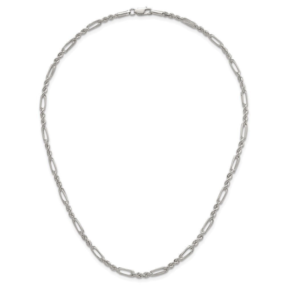 Sterlingsilber Poliert 4.0mm Figaro Kordel 18 Zoll Halskette