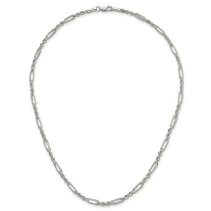 Sterlingsilber Poliert 4.0mm Figaro Kordel 18 Zoll Halskette