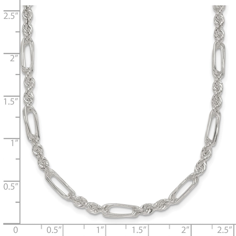 Sterlingsilber Poliert 4.0mm Figaro Kordel 18 Zoll Halskette