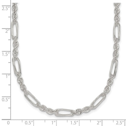 Sterlingsilber Poliert 4.0mm Figaro Kordel 18 Zoll Halskette