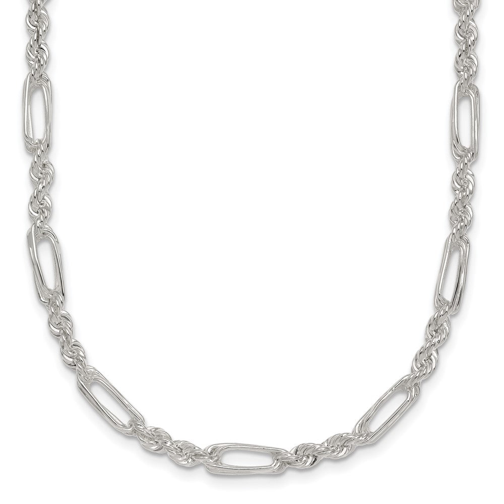 Sterlingsilber Poliert 4.0mm Figaro Kordel 18 Zoll Halskette