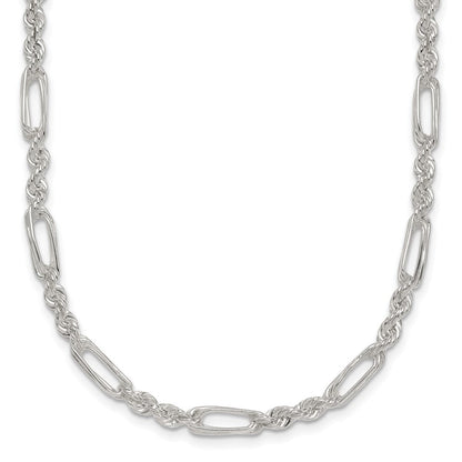 Sterlingsilber Poliert 4.0mm Figaro Kordel 18 Zoll Halskette