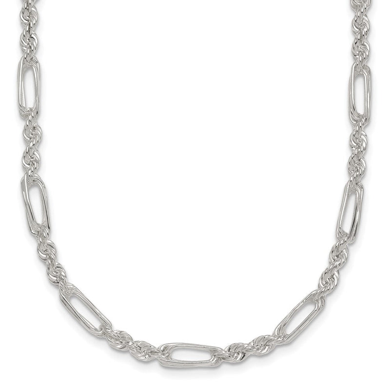 Sterlingsilber Poliert 4.0mm Figaro Kordel 18 Zoll Halskette