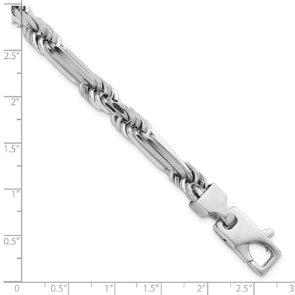 Sterlingsilber Rhodiniert Poliert 8.00mm Figaro Kordel Kette 8 Zoll Armband