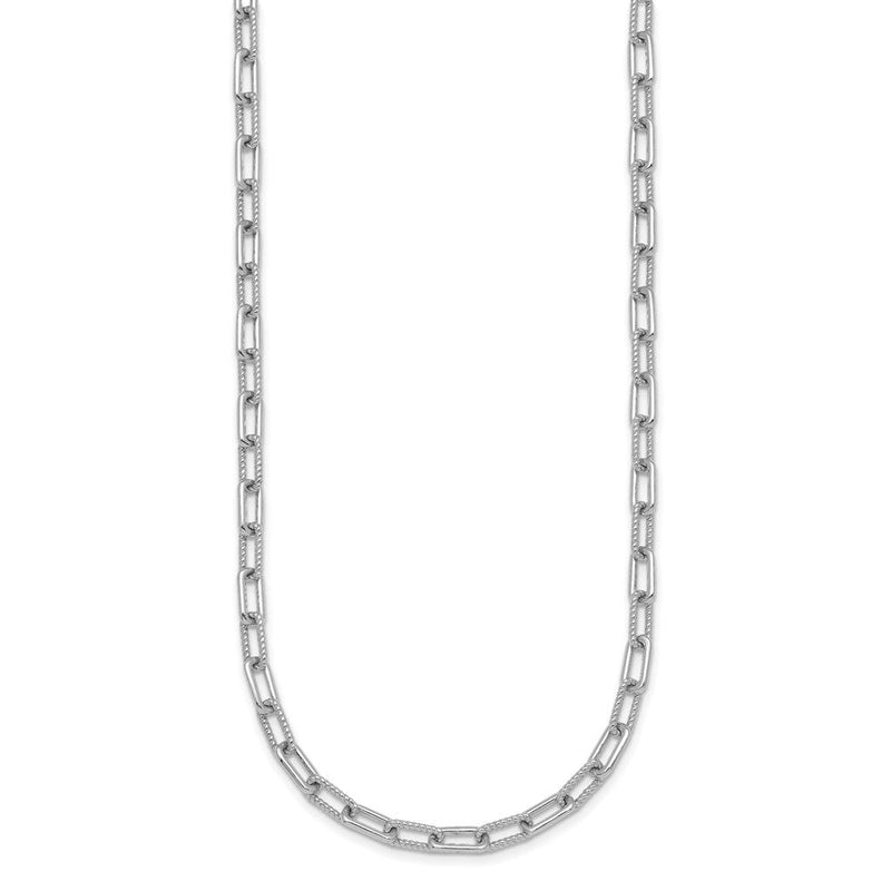Sterlingsilber Rhodiniert Gedreht Glieder 16 Zoll mit 2 Zoll Verlängerung. Halskette