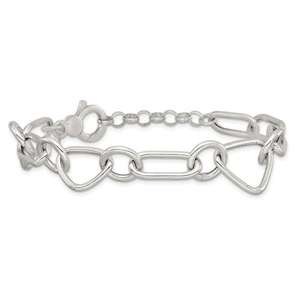 Sterlingsilber Poliert mit 1 Zoll Verlängerung Fantasieglieder Armband