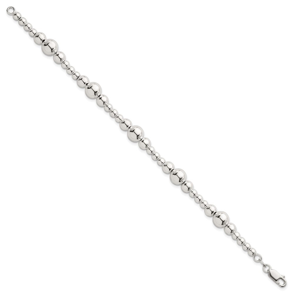 Sterlingsilber Poliert und Gekugelt 7.5 Zoll Armband