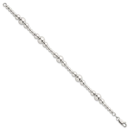 Sterlingsilber Poliert und Gekugelt 7.5 Zoll Armband