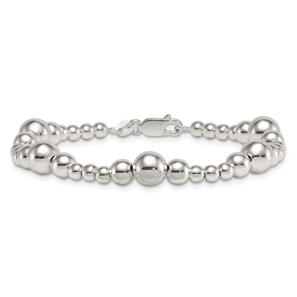 Sterlingsilber Poliert und Gekugelt 7.5 Zoll Armband