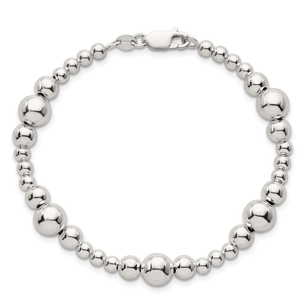 Sterlingsilber Poliert und Gekugelt 7.5 Zoll Armband