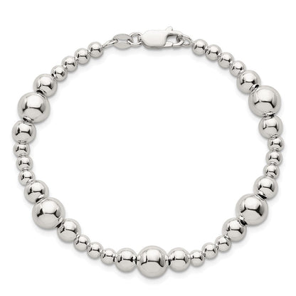 Sterlingsilber Poliert und Gekugelt 7.5 Zoll Armband