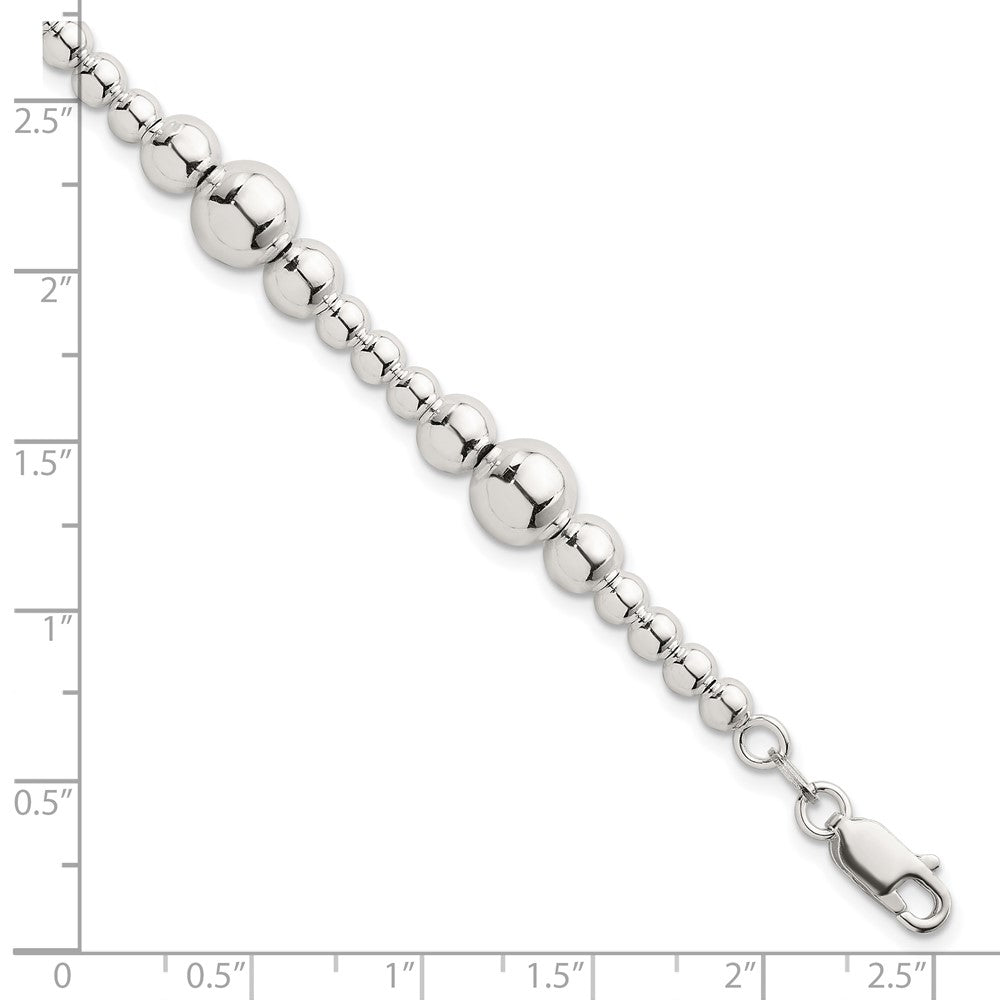 Sterlingsilber Poliert und Gekugelt 7.5 Zoll Armband