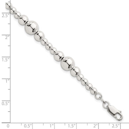 Sterlingsilber Poliert und Gekugelt 7.5 Zoll Armband