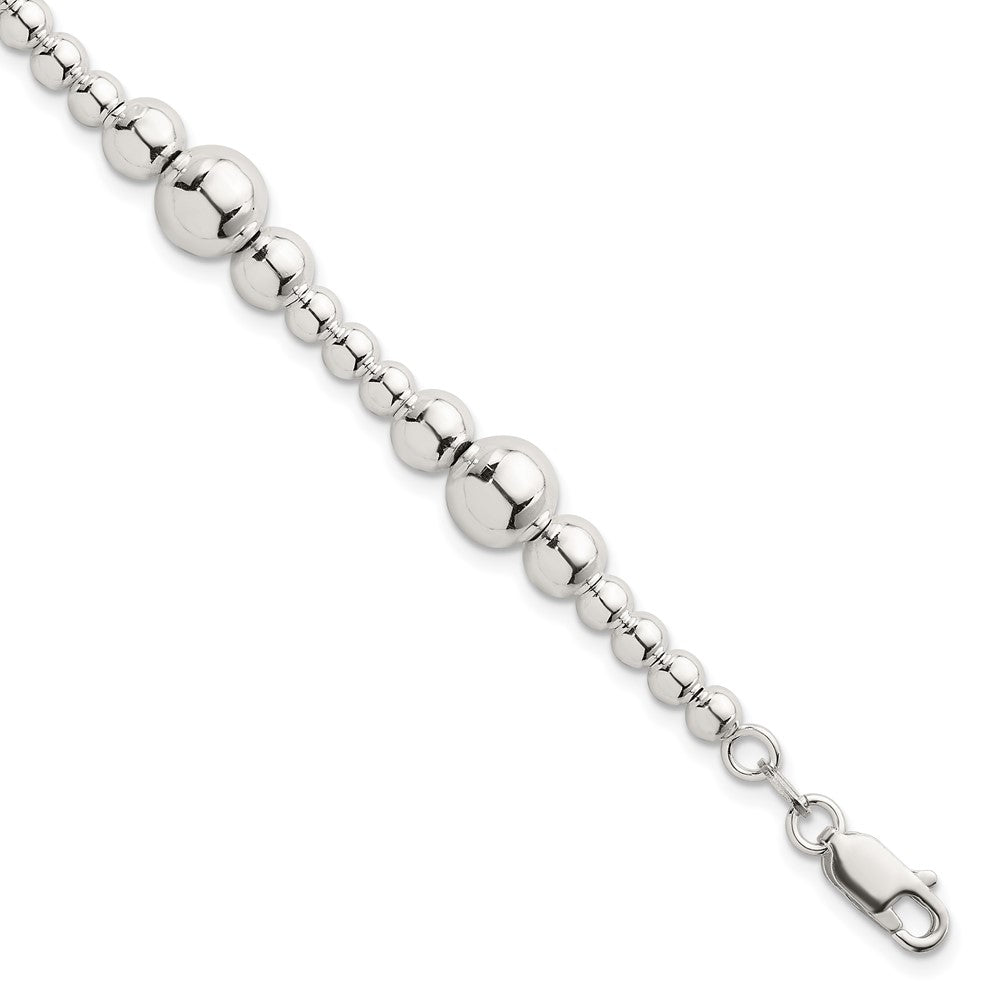 Sterlingsilber Poliert und Gekugelt 7.5 Zoll Armband