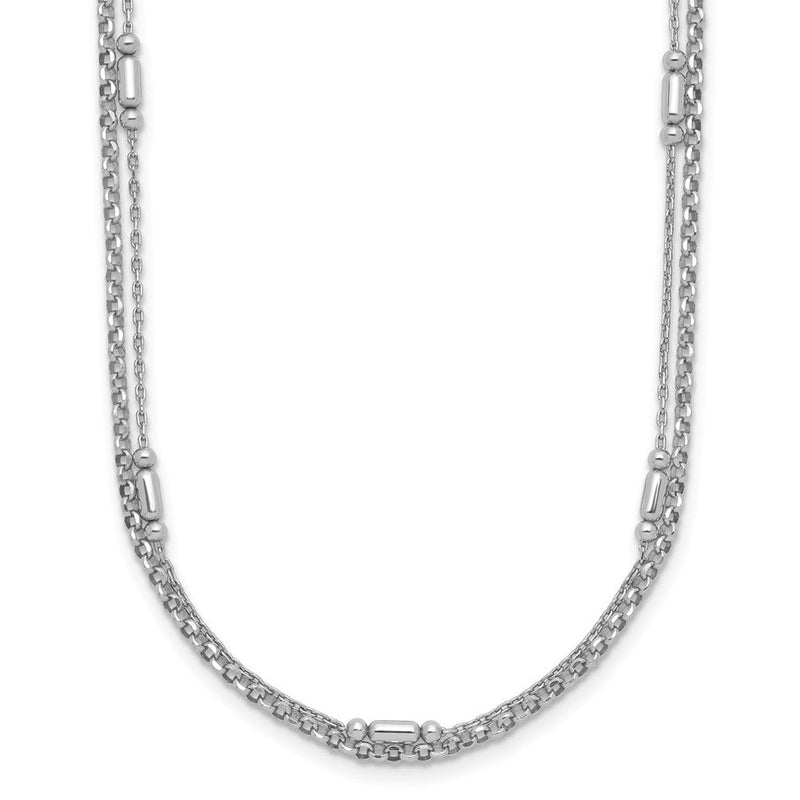Sterlingsilber Rhodiniert Poliert 2-strand 16 mit 2 Zoll Verlängerung Halskette