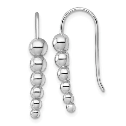 Sterlingsilber Rhodiniert Abgestuft Gekugelt Hirte Haken Ohrringe