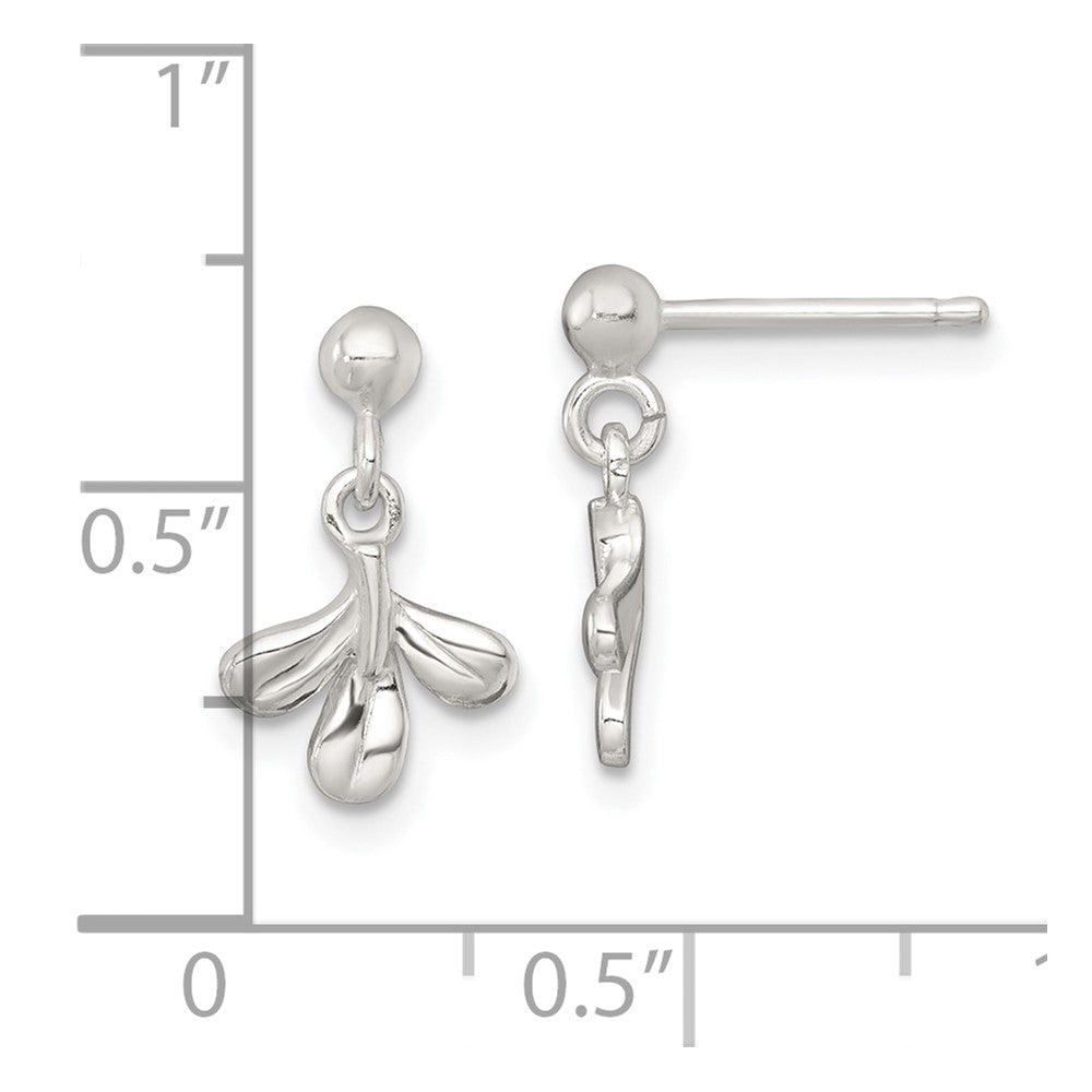 Sterlingsilber Poliert 3 Blatt Stecker Ohrhänger