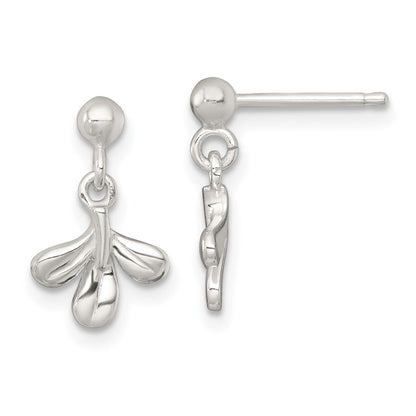 Sterlingsilber Poliert 3 Blatt Stecker Ohrhänger
