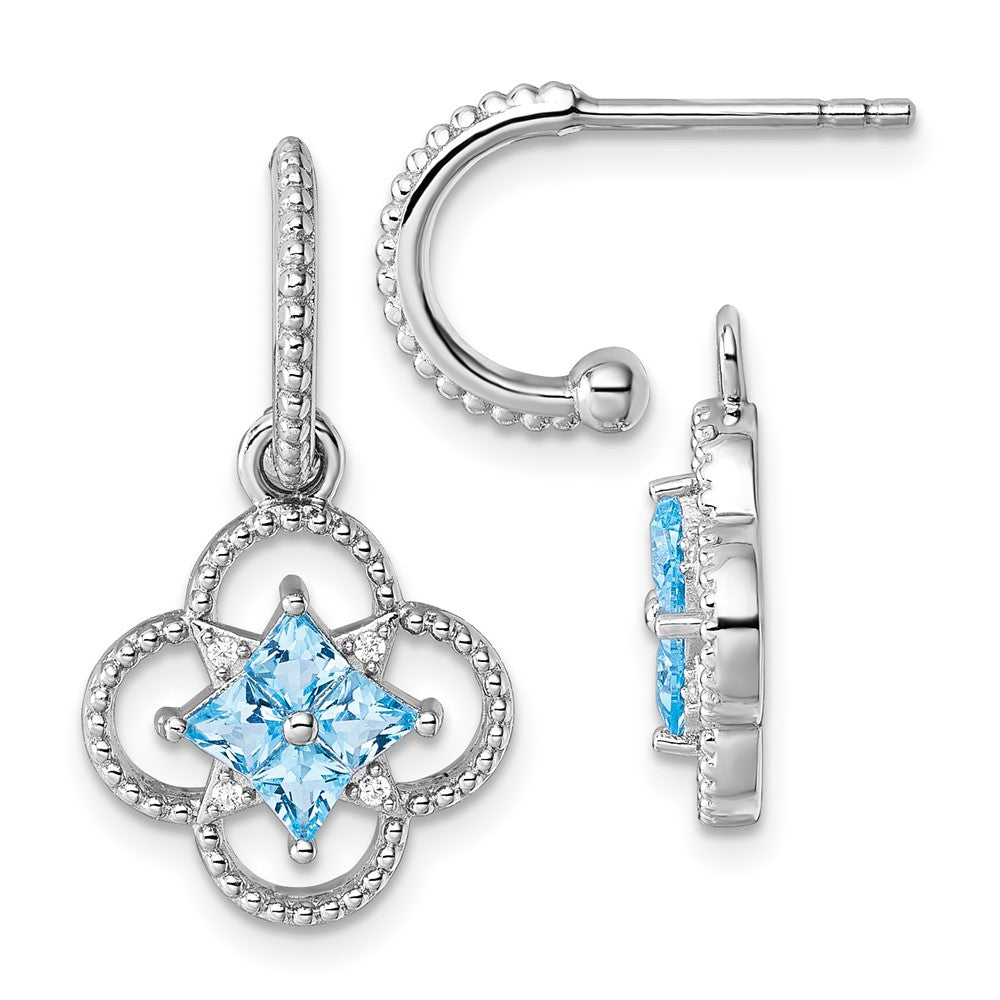 Sterlingsilber Rhodiniert Zirkonia Removeable Klee Creole Stecker Ohrhänger