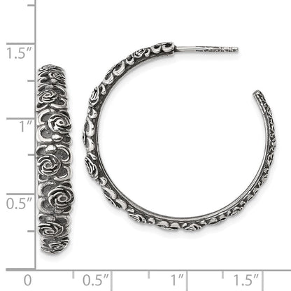 Sterlingsilber Antikisiert Abgestuft Blumen Stecker Creolen