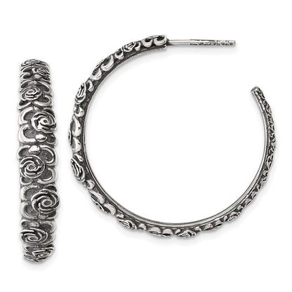 Sterlingsilber Antikisiert Abgestuft Blumen Stecker Creolen