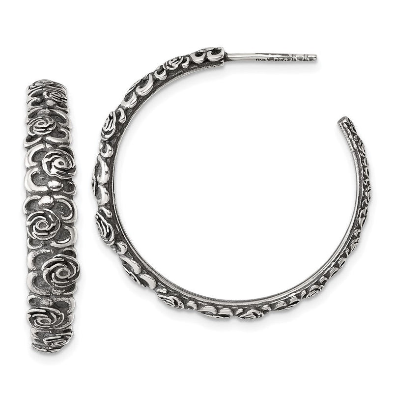 Sterlingsilber Antikisiert Abgestuft Blumen Stecker Creolen