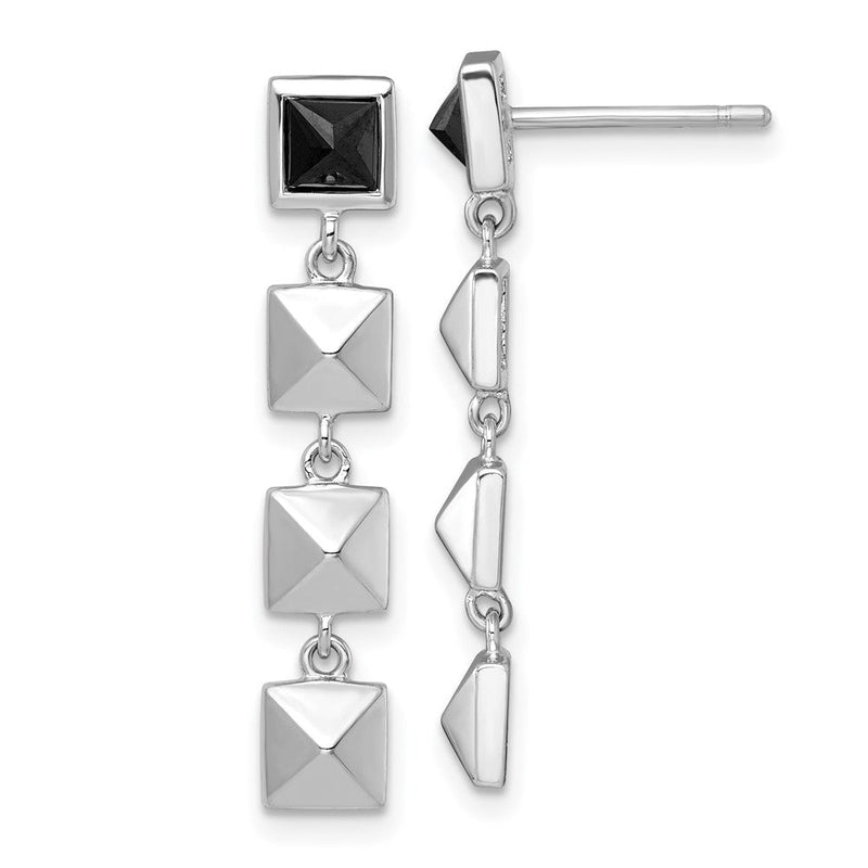Sterlingsilber Rhodiniert Poliert Squares Schwarz Zirkonia Stecker Ohrhänger