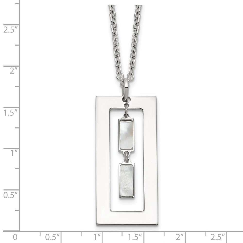 Sterlingsilber 18.25 Zoll Rechteck Perlmutt Halskette
