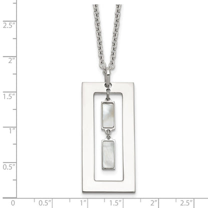Sterlingsilber 18.25 Zoll Rechteck Perlmutt Halskette
