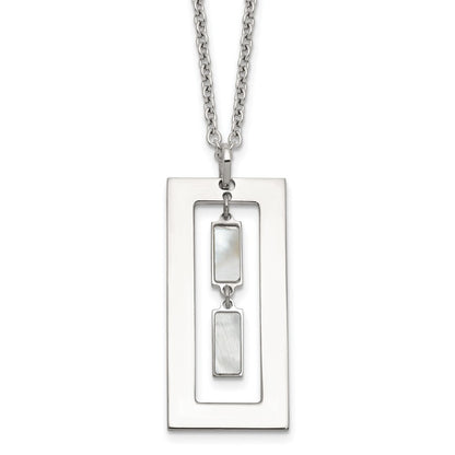 Sterlingsilber 18.25 Zoll Rechteck Perlmutt Halskette