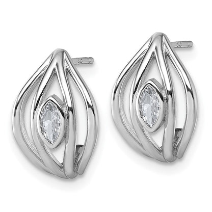 Sterlingsilber Rhodiniert Zirkonia Poliert Stecker J- Creolen