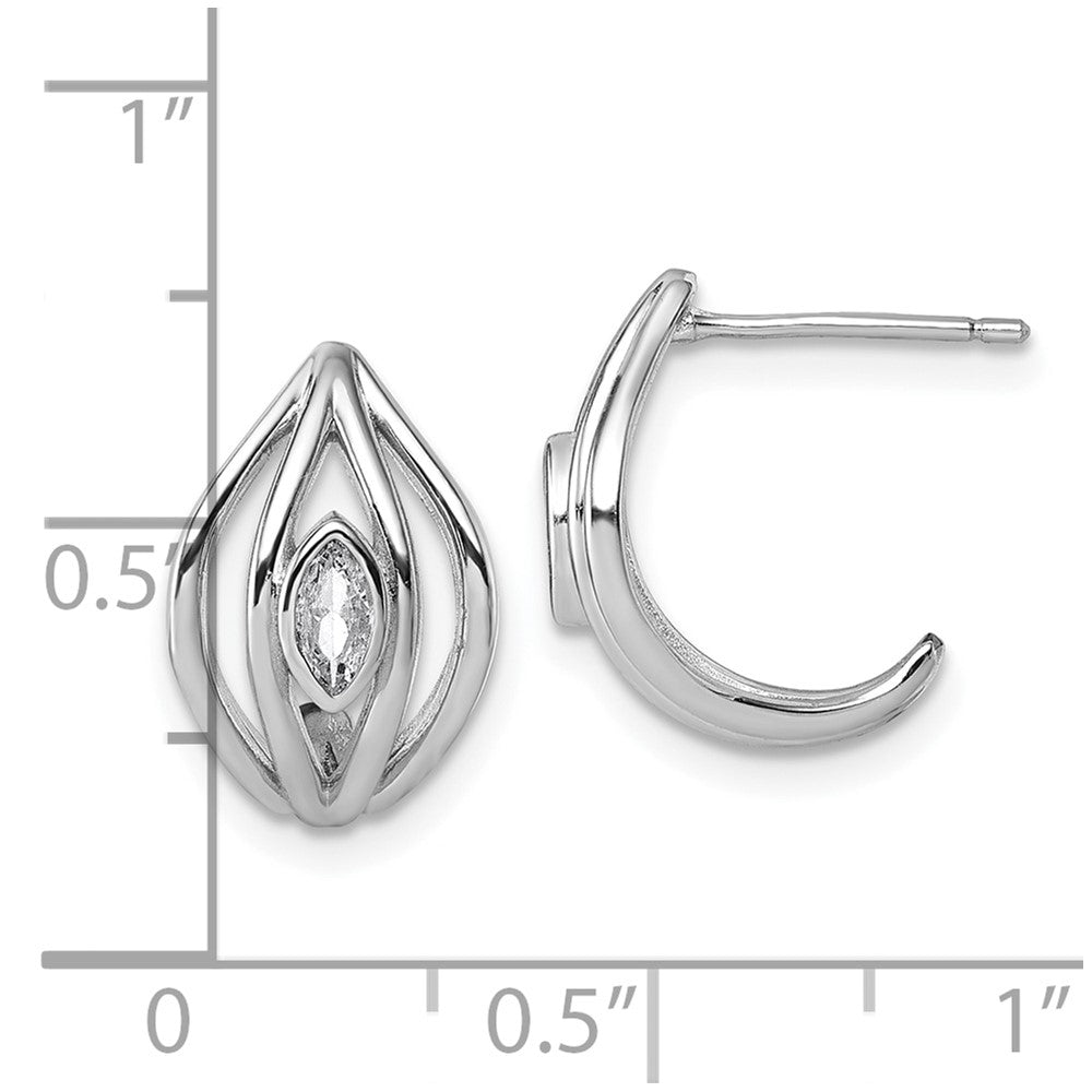 Sterlingsilber Rhodiniert Zirkonia Poliert Stecker J- Creolen