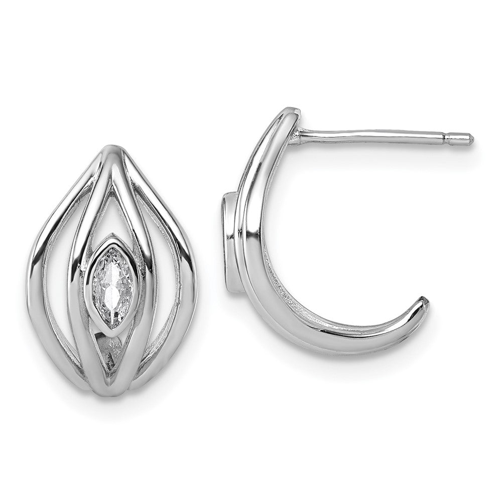 Sterlingsilber Rhodiniert Zirkonia Poliert Stecker J- Creolen
